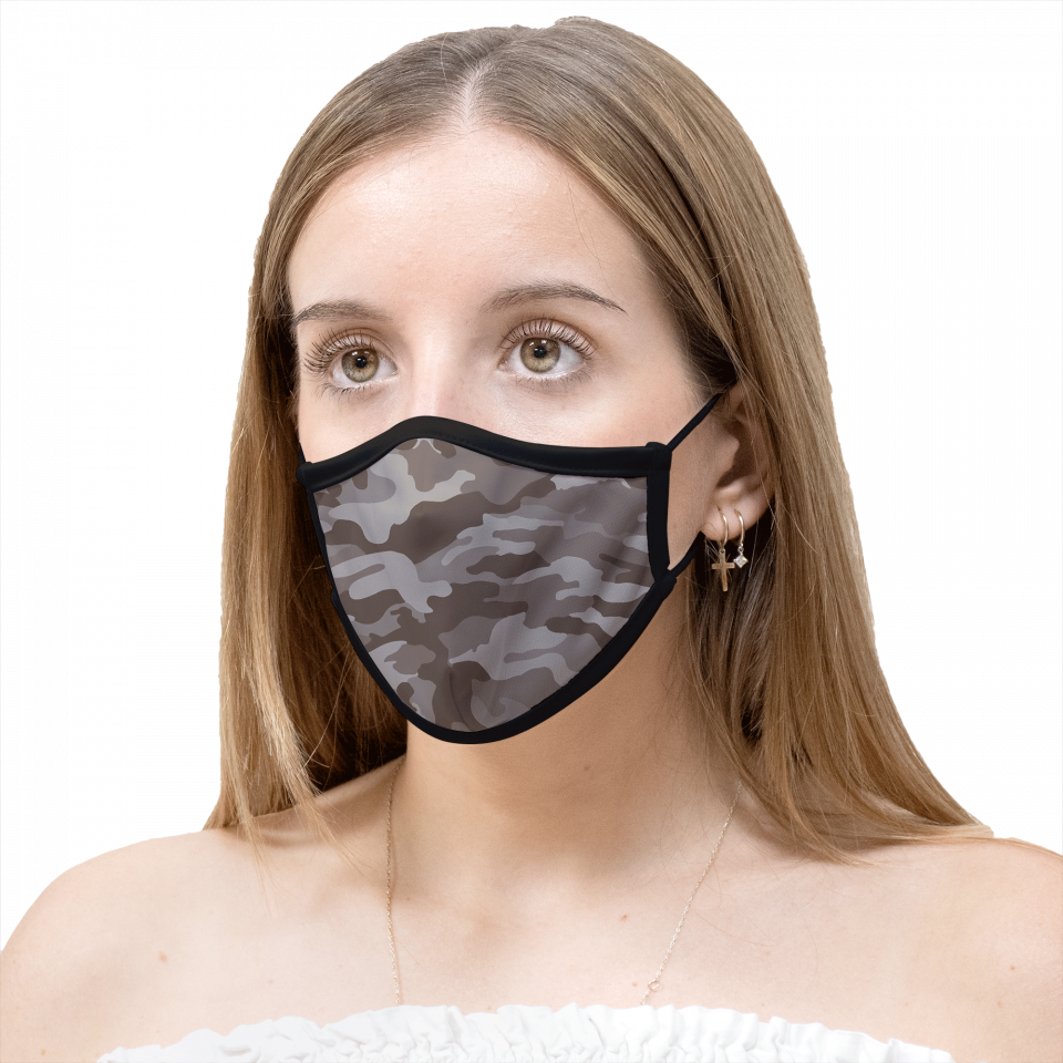 Mascarilla algodón orgánico reversible mediana flores navy homologada con protección +90%