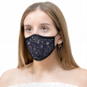 Mascarilla algodón orgánico reversible mediana flores navy homologada con protección +90%