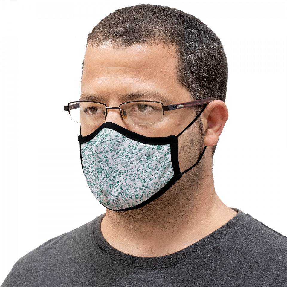 Mascarilla algodón orgánico reversible grande mini daisy green homologada con protección +90%