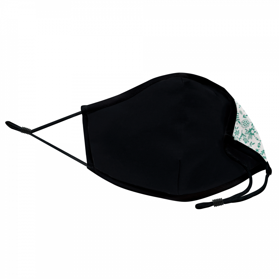 Mascarilla algodón orgánico reversible pequeña mini daisy green homologada con protección +90%