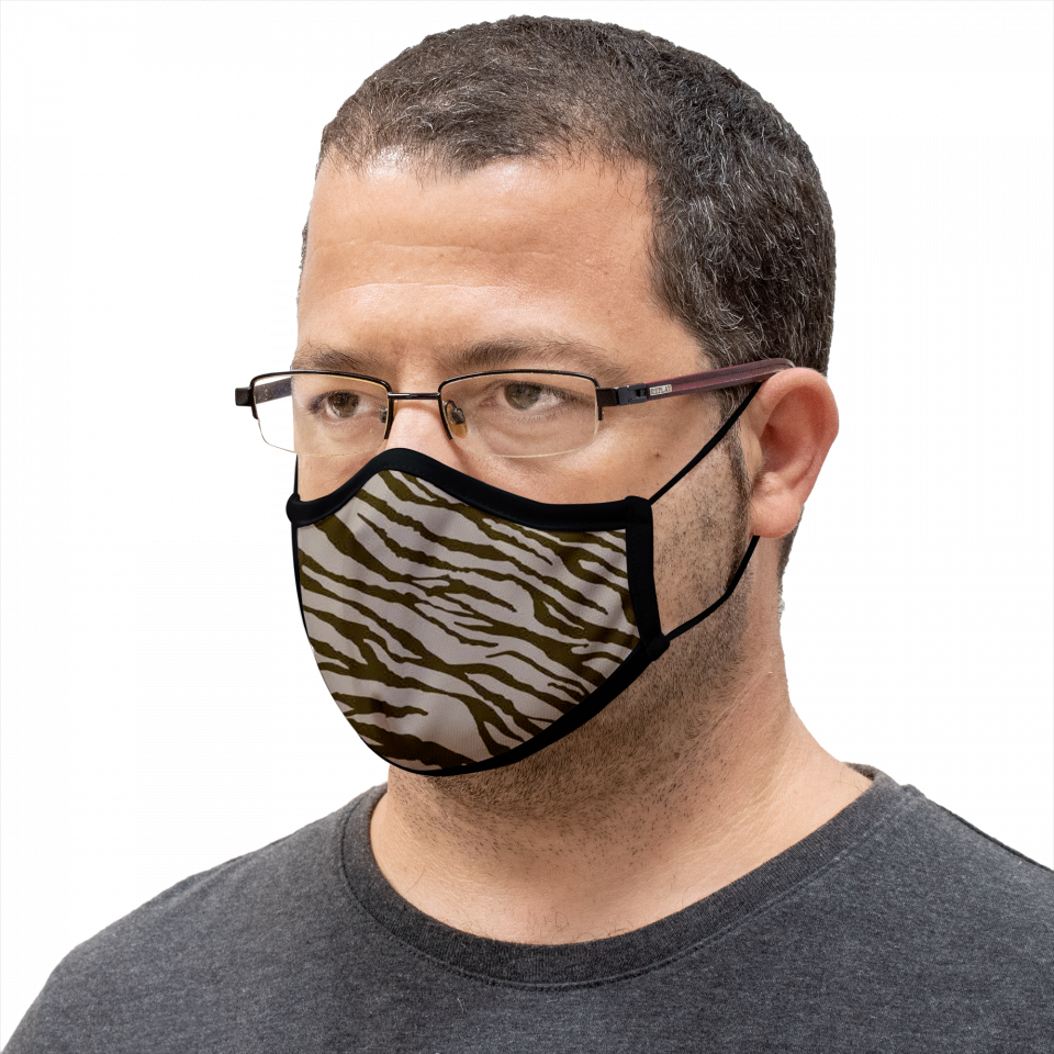 Mascarilla algodón orgánico reversible grande flores gris homologada con protección +90%