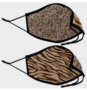 Mascarilla algodón orgánico reversible pequeña flores gris homologada con protección +90%