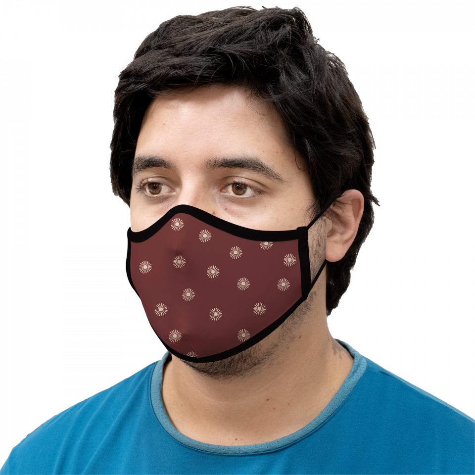 Mascarilla algodón orgánico reversible súper grande topos y soles homologada con protección +90%