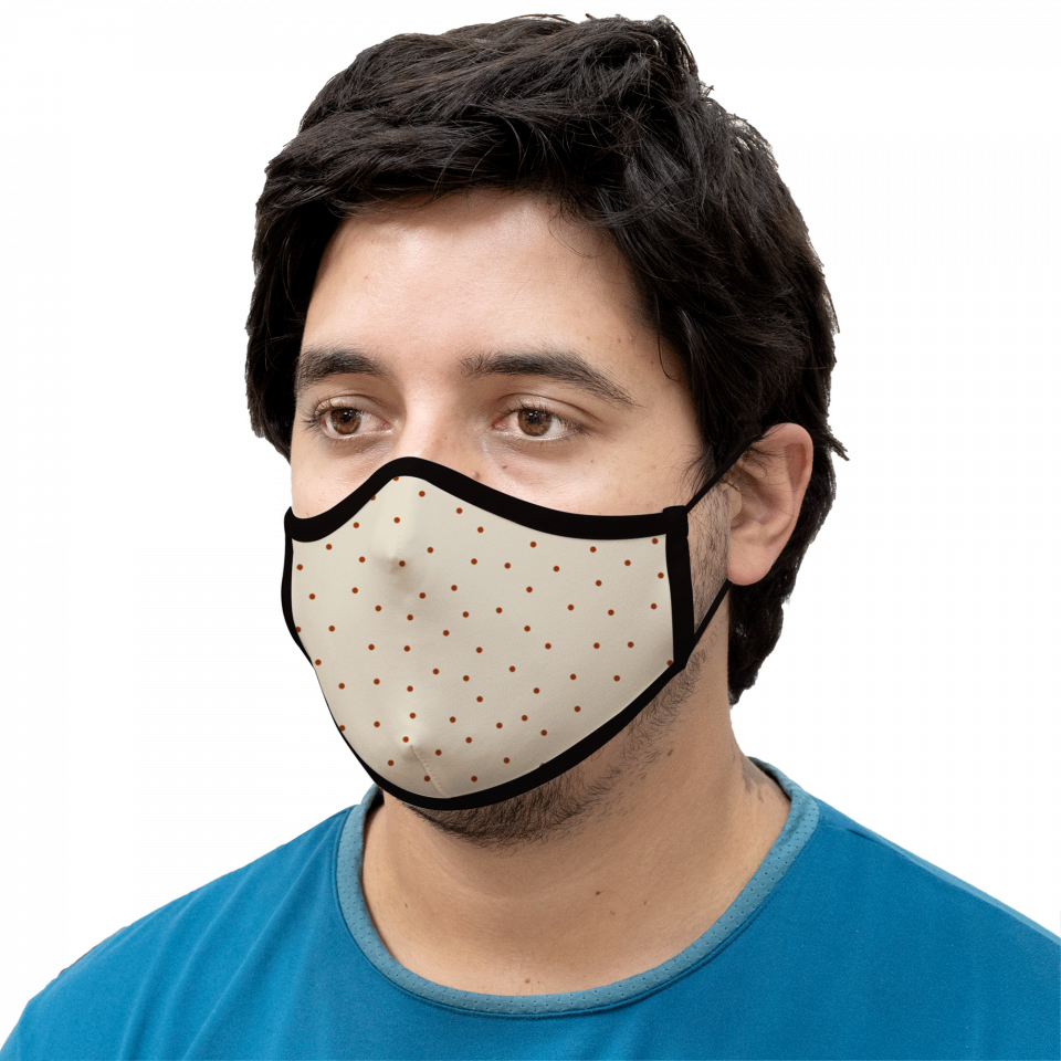 Mascarilla algodón orgánico reversible súper grande topos y soles homologada con protección +90%