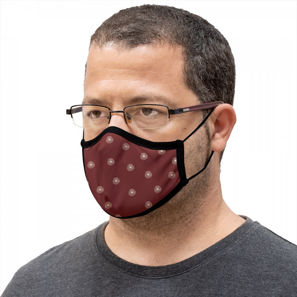 Mascarilla algodón orgánico reversible grande topos y soles homologada con protección +90%