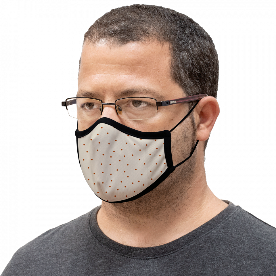 Mascarilla algodón orgánico reversible grande topos y soles homologada con protección +90%