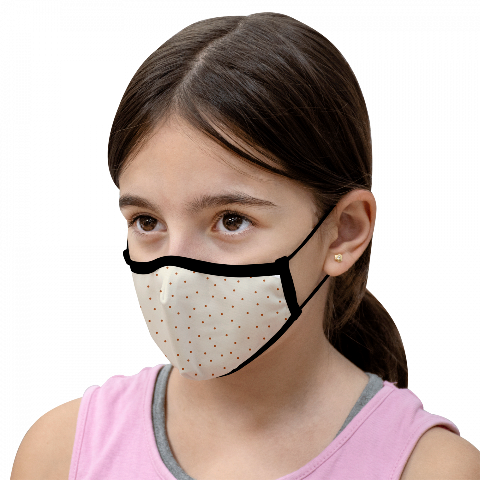 Mascarilla algodón orgánico reversible pequeña topos y soles homologada con protección +90%