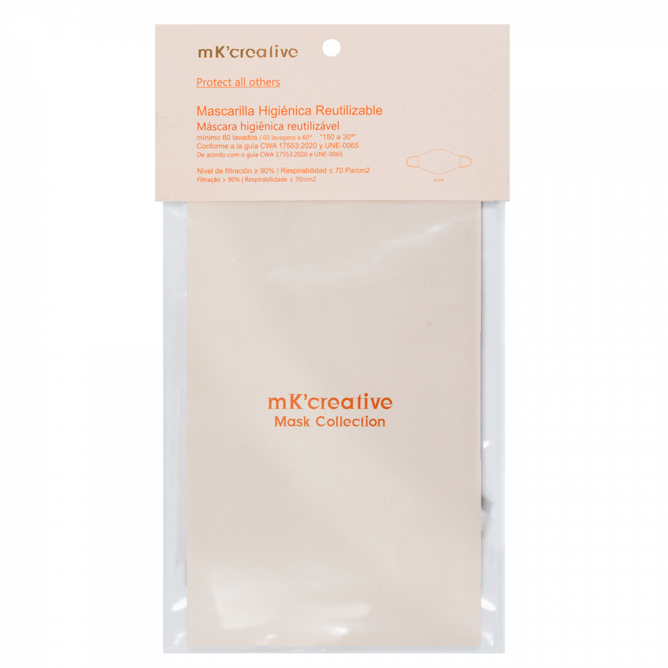 Mascarilla algodón orgánico reversible súper grande topos y soles homologada con protección +90%