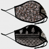 Mascarilla algodón orgánico reversible mediana bandana black y flower black homologada con protección +90%