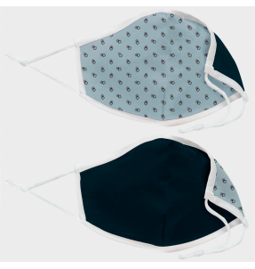 Mascarilla algodón orgánico reversible pequeña geo tie grey y navy black homologada con protección +90%